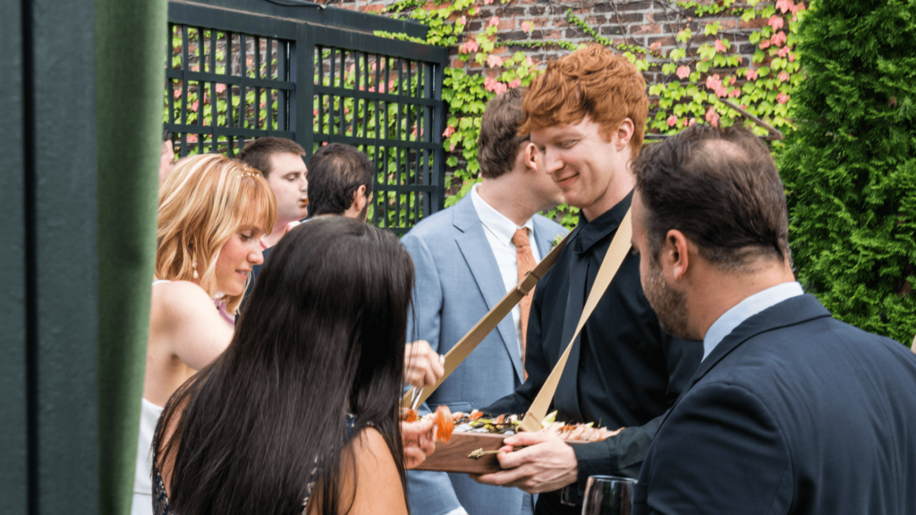 A group of people at a catering party