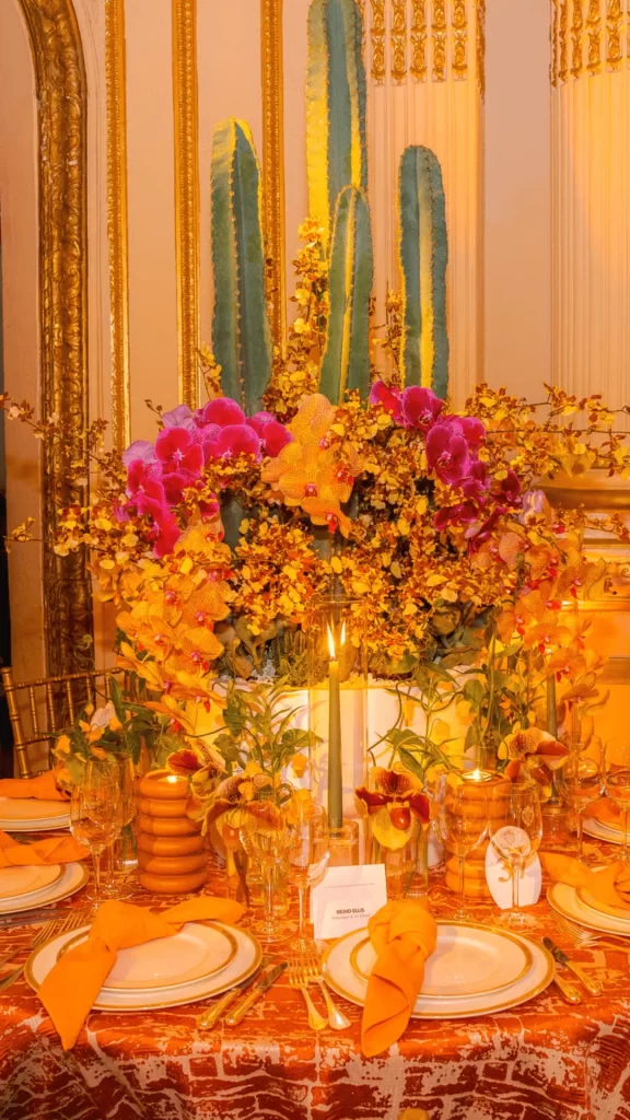 A flower bouquet on a table ready for customers